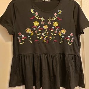 Black, short sleeve blouse